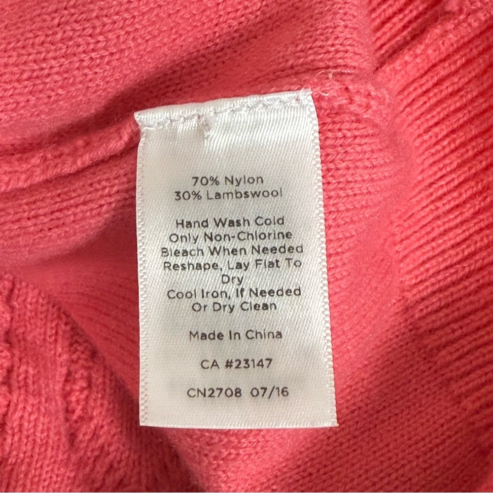 Talbots Petite Pink Cable Knit Sweater L/P Button Shoulder Classic Cozy - Picture 6 of 7